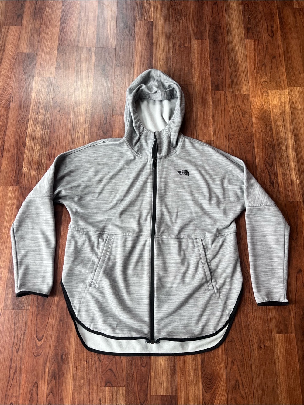 The North Face Slacker Hooded Jacket Women XS Gray Full Zip High Low Hoodie
